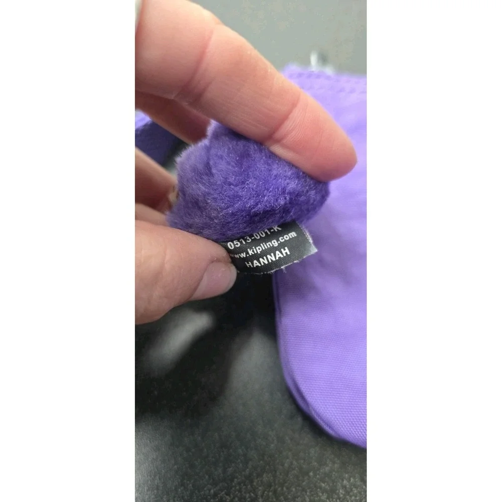 Kipling Women Make Up Cosmetic Bag Pouch Purple Monkey Keychain Wristlet Zip